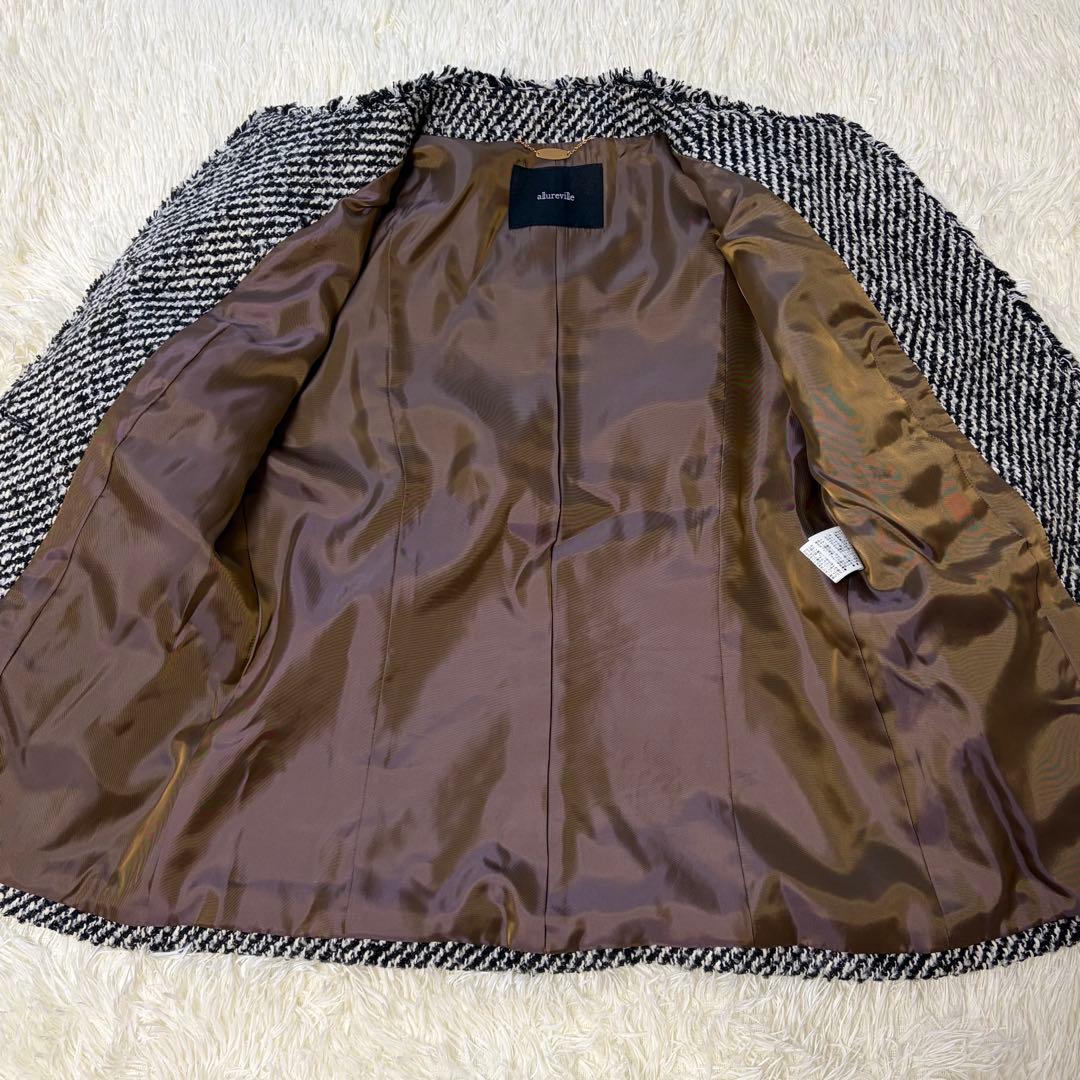 美品　アルアバイル　モノトーンカルゼクルーショートコート