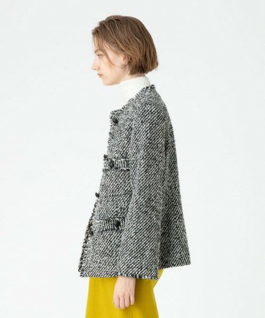 美品　アルアバイル　モノトーンカルゼクルーショートコート