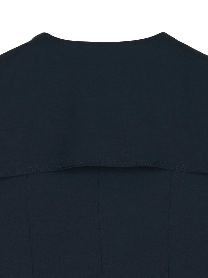 SQUARE COLLAR BACK SATIN BLOUSE ネイビー　S