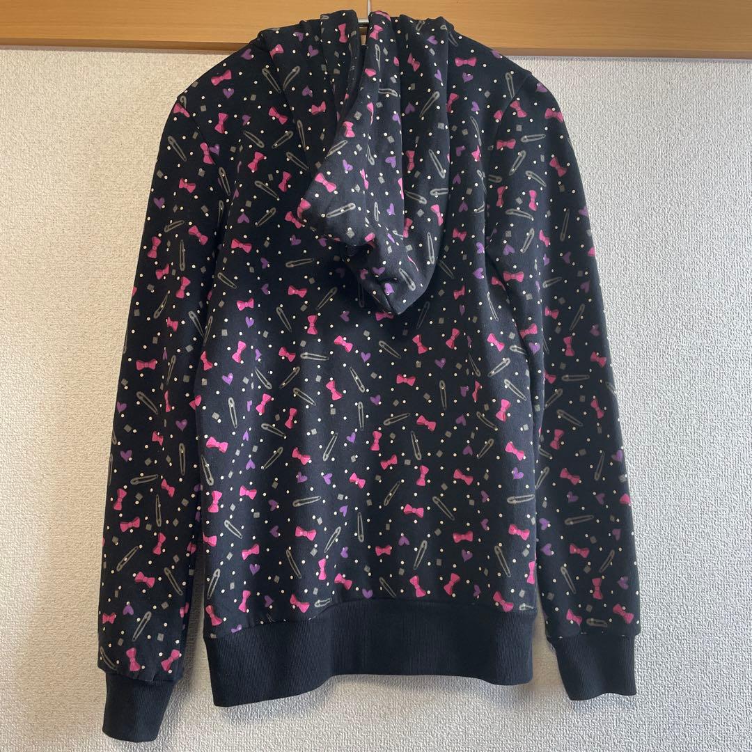 Abbey Dawn 総柄ジップパーカー S ブラック ハートポケット