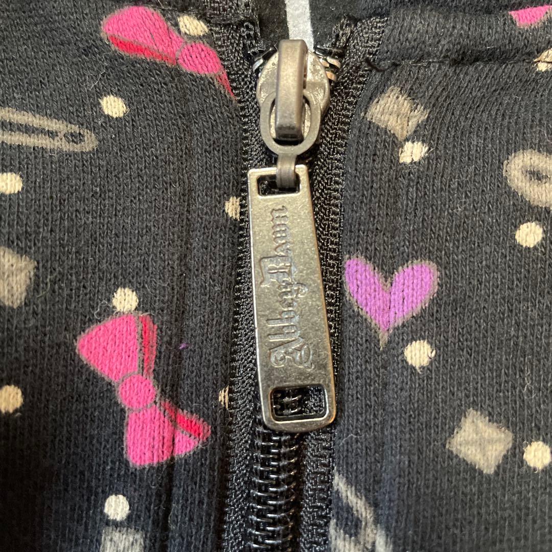 Abbey Dawn 総柄ジップパーカー S ブラック ハートポケット