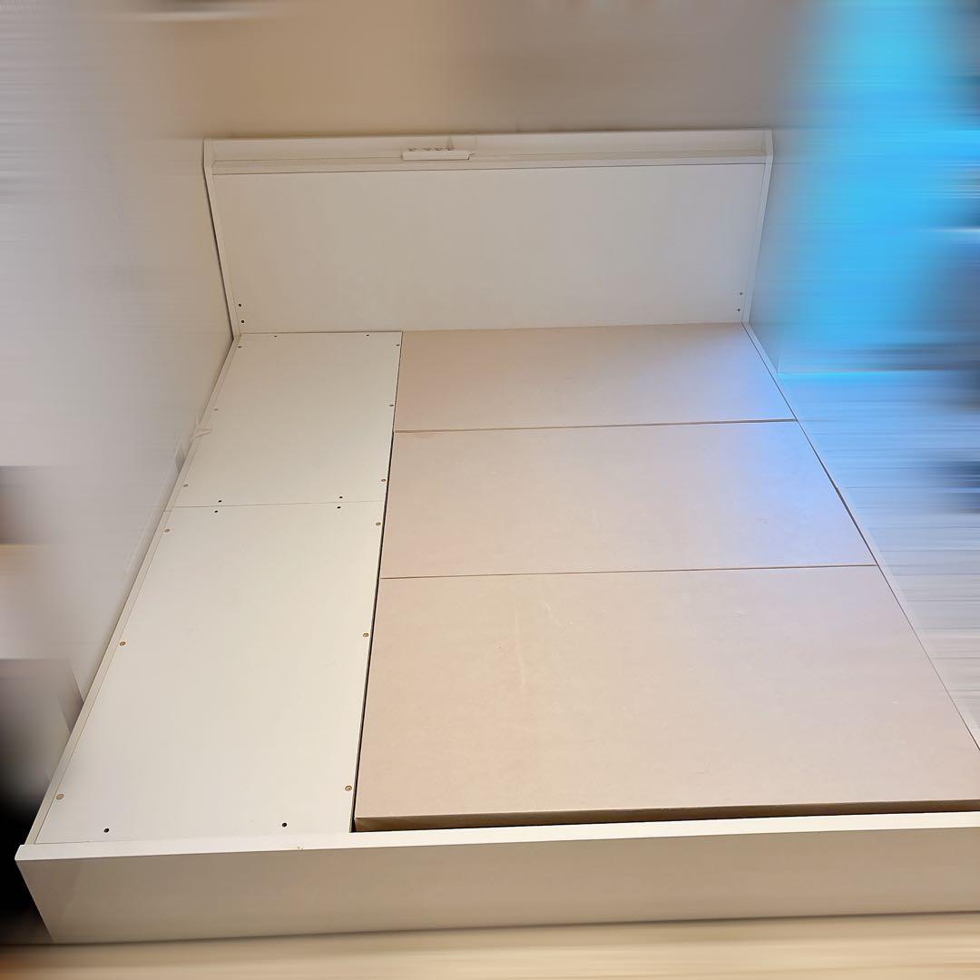 ニトリ クイーンサイズ ベッドフレーム 収納付き ホワイト