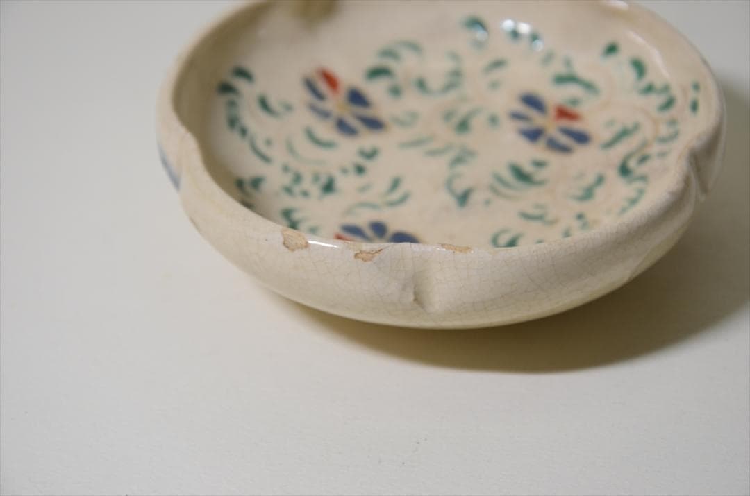 明治時代　京焼　色絵花唐草小皿　骨董品　アンティーク　食器