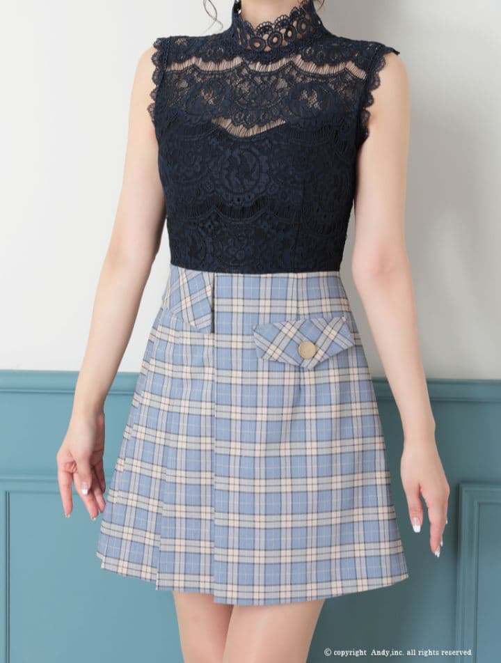 andy ドレス　韓国　レース　チェック