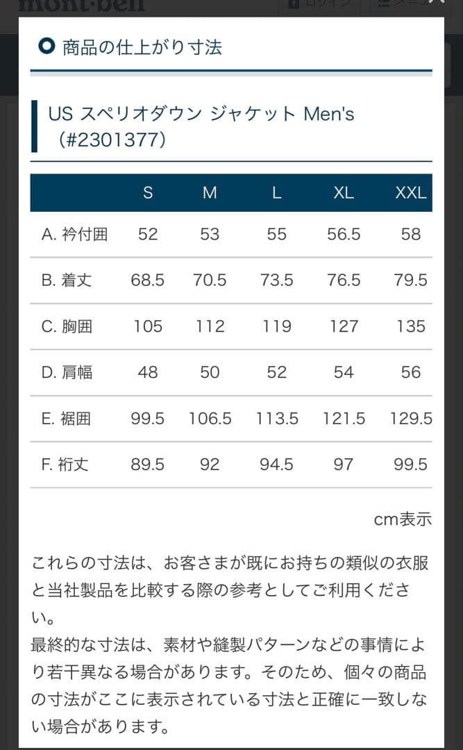 mont-bell US スペリオダウン ジャケット Men's ネイビー　S