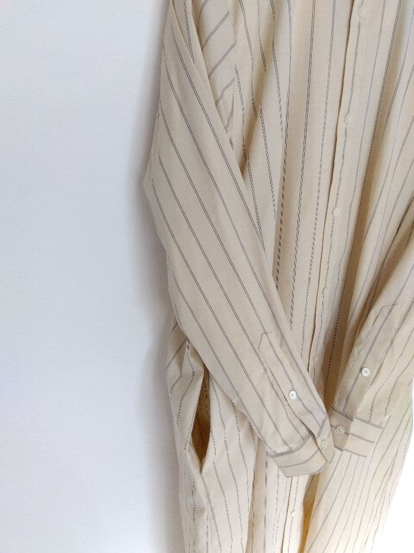 ほぼ未使用✨TICCA バンドカラーストライプシャツワンピース