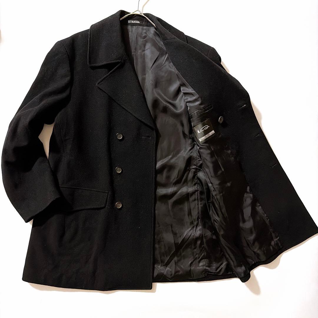 90s初期✨ヨウジヤマモト LQ ウールピーコート ブラック L ダブルブレスト