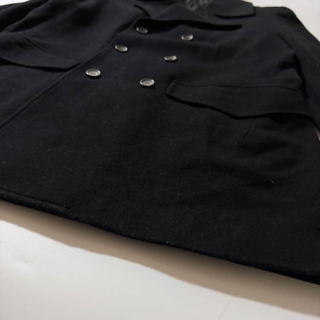 90s初期✨ヨウジヤマモト LQ ウールピーコート ブラック L ダブルブレスト