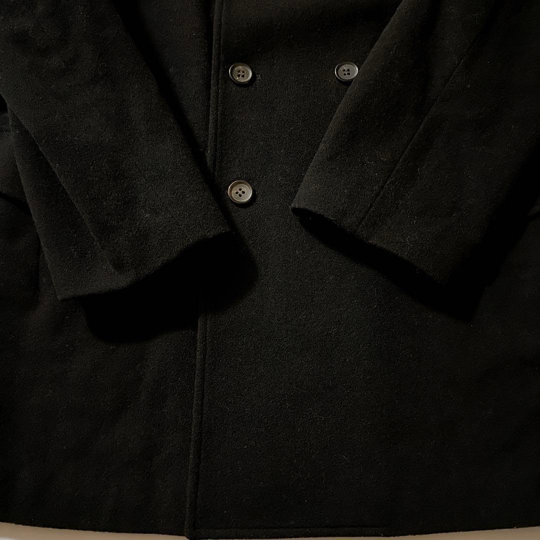 90s初期✨ヨウジヤマモト LQ ウールピーコート ブラック L ダブルブレスト