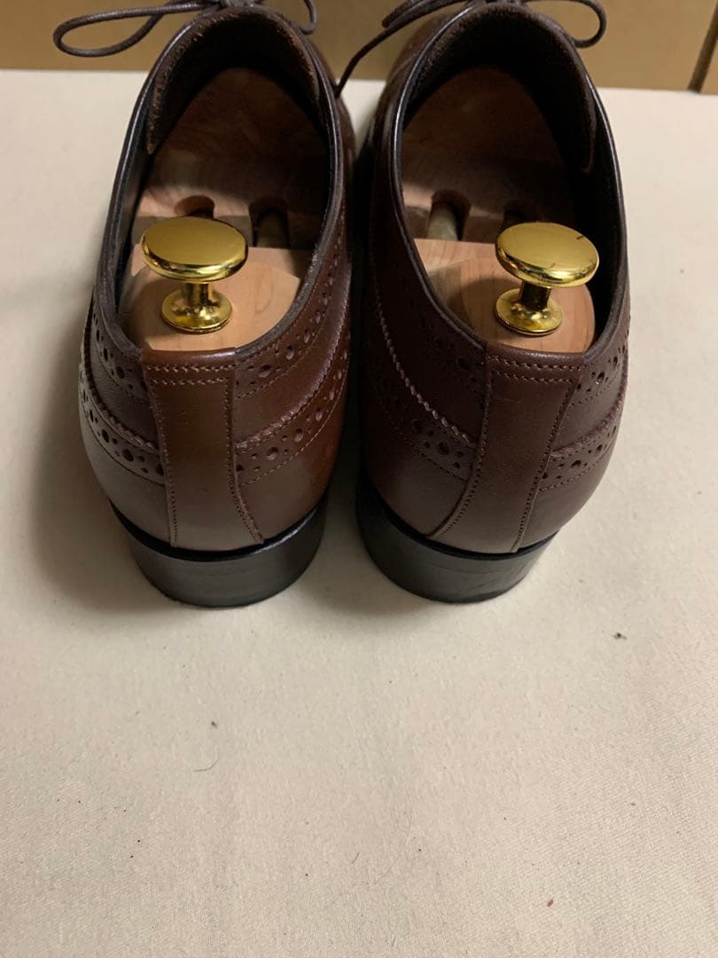 浅草靴誂ブラウン 外羽根式 ブローグウィングチップ 7.5(25.5cm)