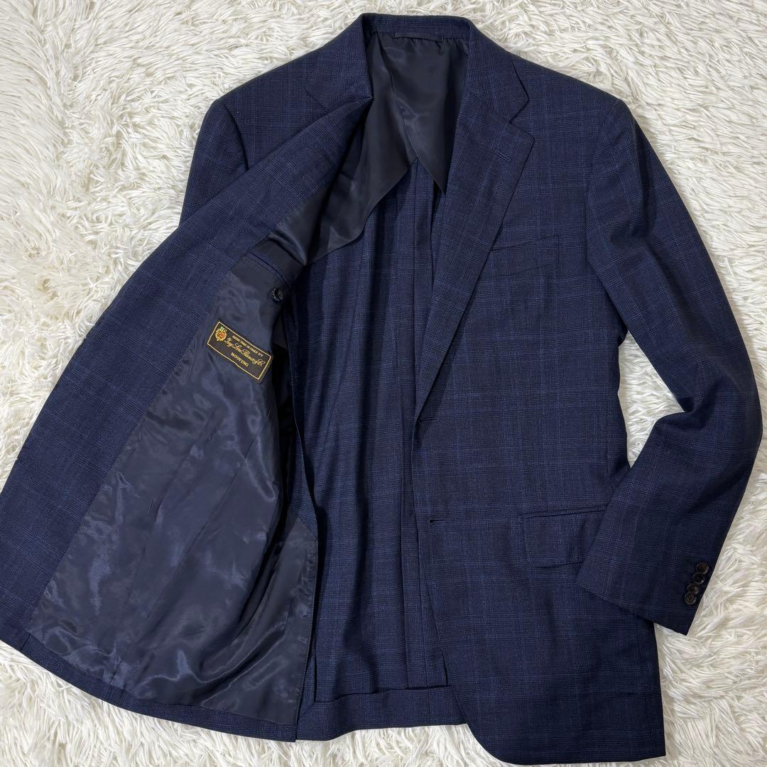 【最高級 ロロピアーナ】 SHIPS ジャケット グレンチェック ネイビー 48