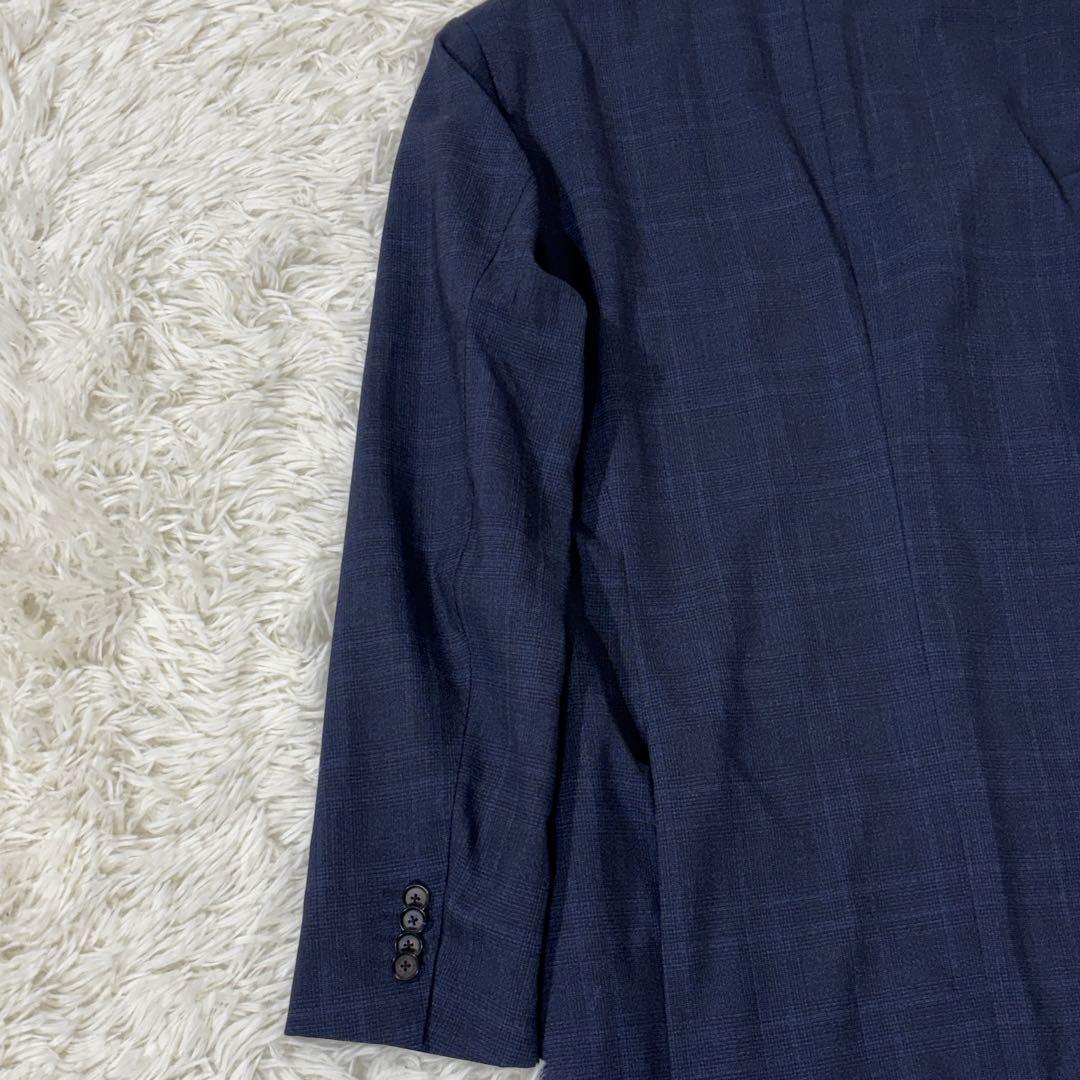 【最高級 ロロピアーナ】 SHIPS ジャケット グレンチェック ネイビー 48