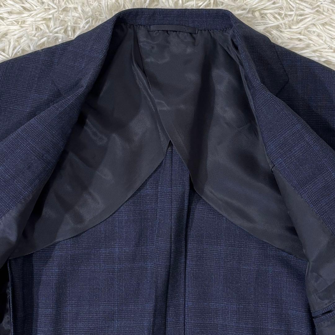 【最高級 ロロピアーナ】 SHIPS ジャケット グレンチェック ネイビー 48