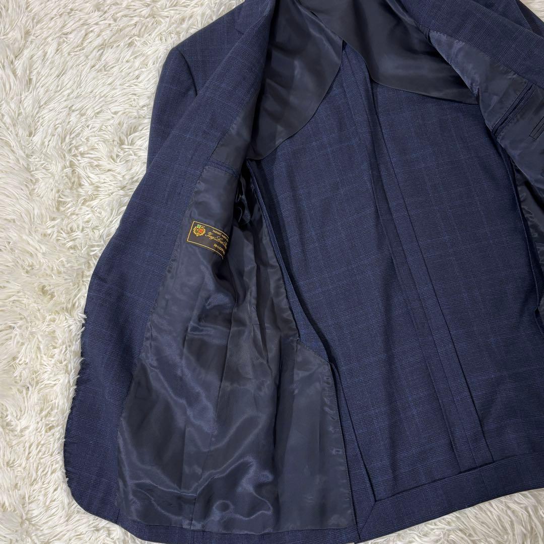 【最高級 ロロピアーナ】 SHIPS ジャケット グレンチェック ネイビー 48