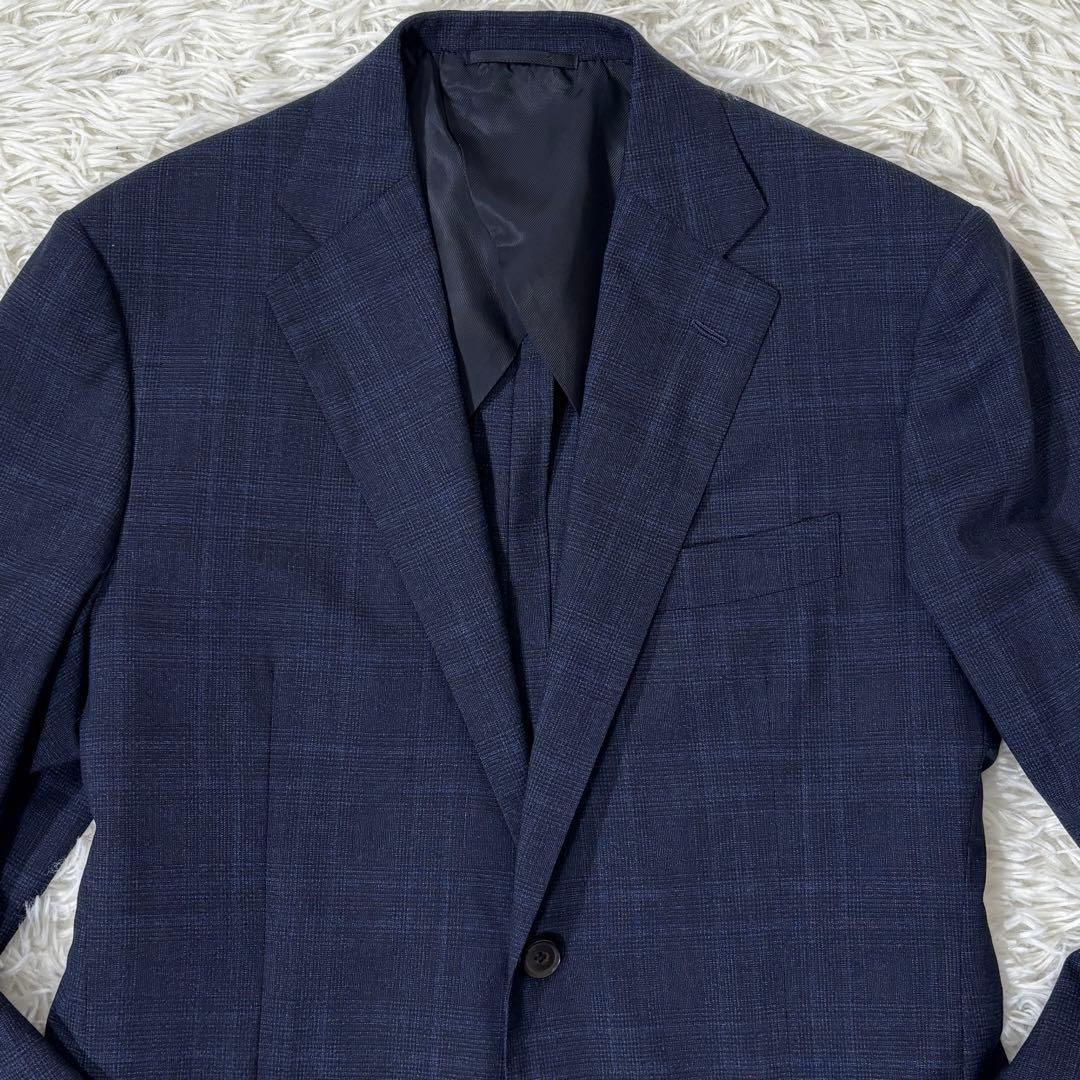 【最高級 ロロピアーナ】 SHIPS ジャケット グレンチェック ネイビー 48