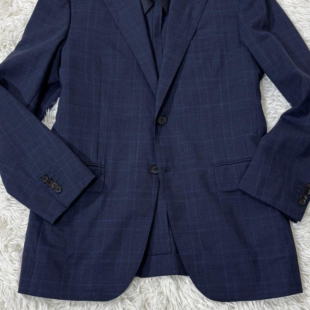 【最高級 ロロピアーナ】 SHIPS ジャケット グレンチェック ネイビー 48