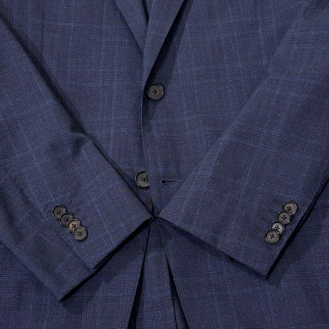 【最高級 ロロピアーナ】 SHIPS ジャケット グレンチェック ネイビー 48