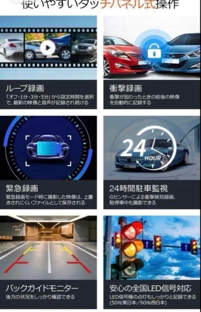 ドライブレコーダー ミラー型 4K高画質 12インチ 前後カメラ GPS搭載