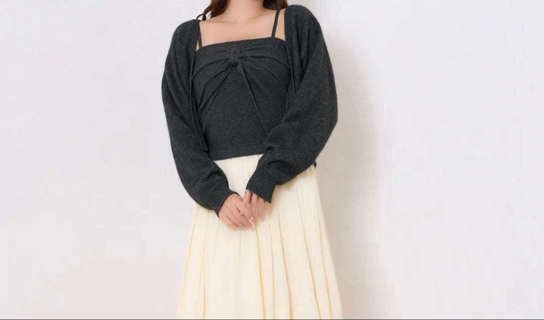トップス herlipto Lydie Ribbon-Tie Knit Ensemble