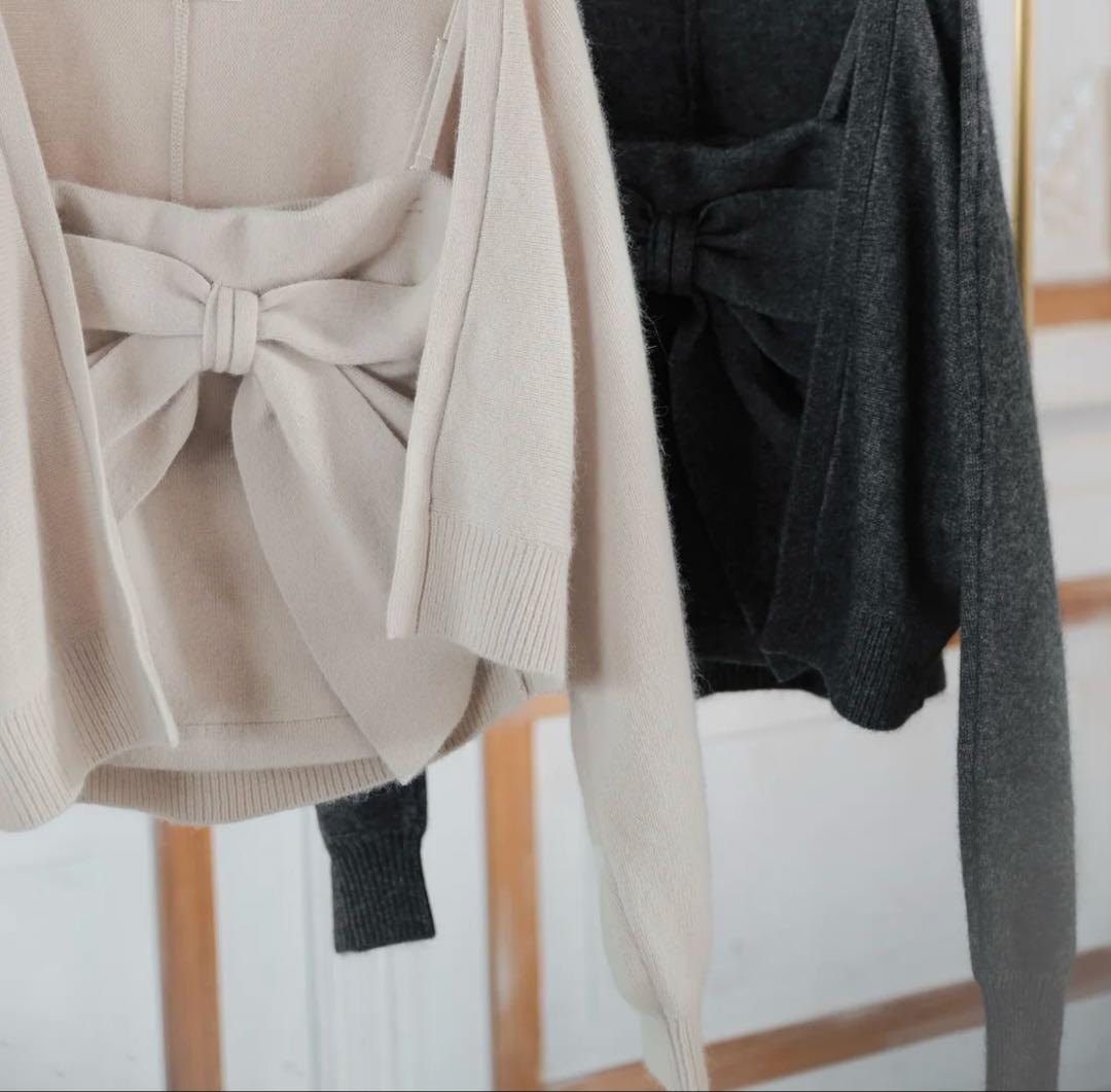 トップス herlipto Lydie Ribbon-Tie Knit Ensemble