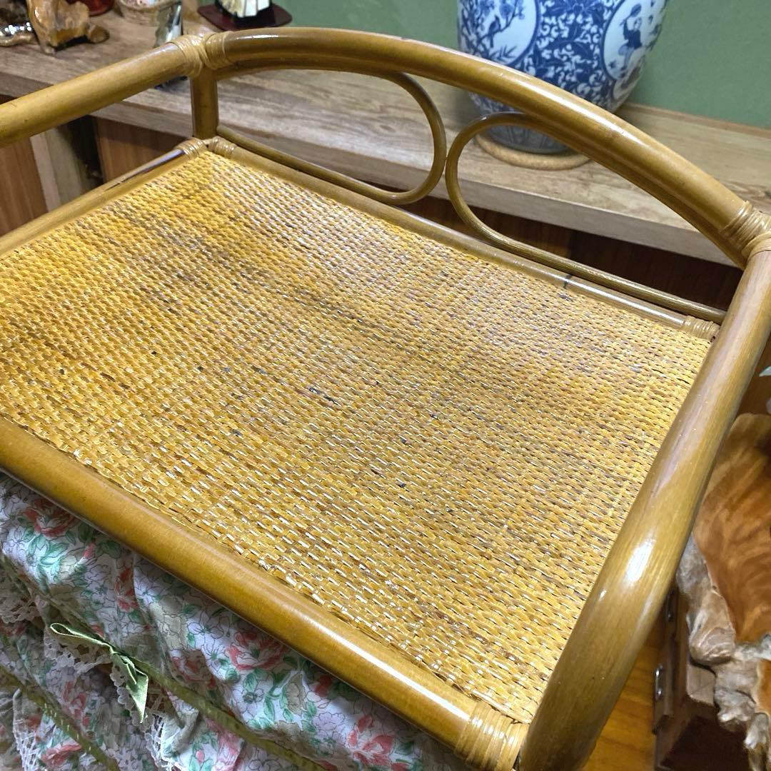 可愛いラタンチェスト5段籐家具レトロビンテージキャビネット収納キャスター付タンス