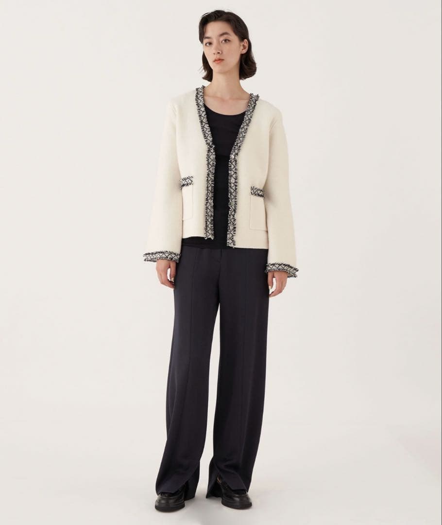 美品　DES PRES ウールカシミヤミラノリブ Vネックカーディガン