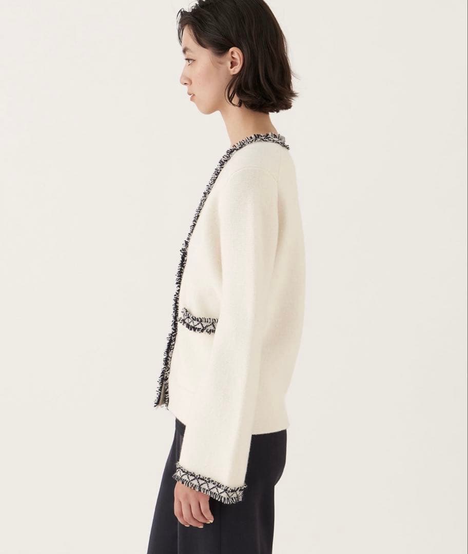 美品　DES PRES ウールカシミヤミラノリブ Vネックカーディガン