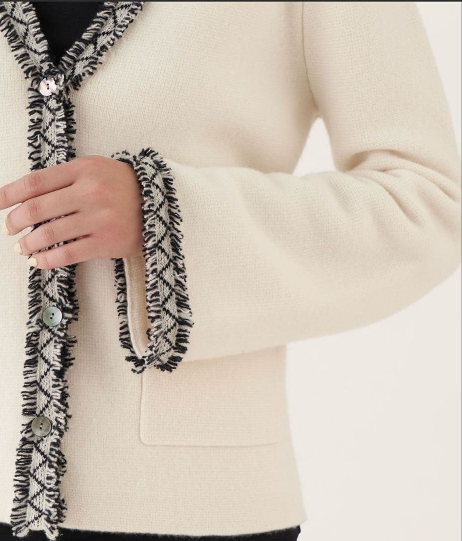 美品　DES PRES ウールカシミヤミラノリブ Vネックカーディガン