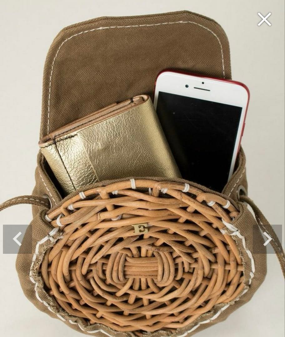 ebagos 防水キャンパス　サークルポシェット BEIGE 手鏡付き