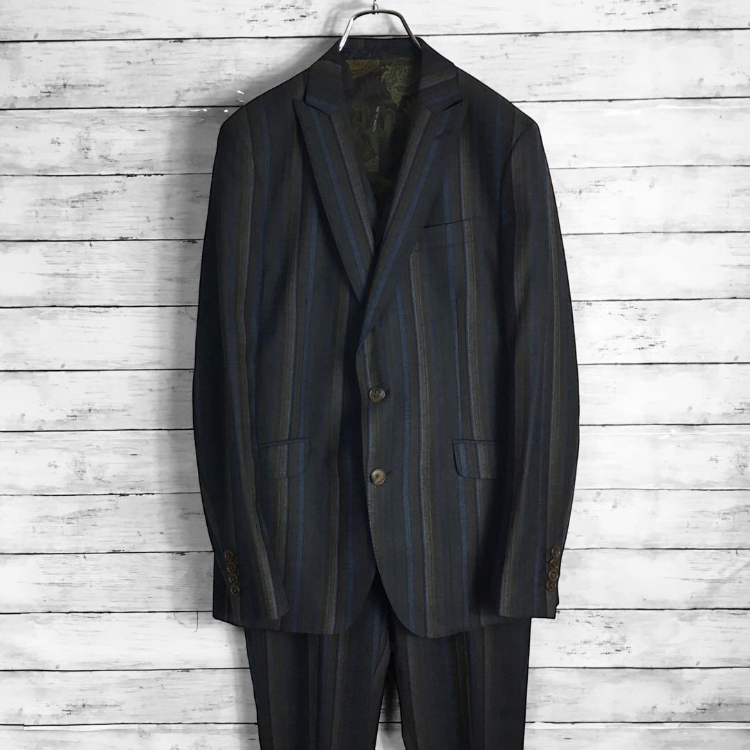 エトロ スリーピースピース ストライプセットアップスーツ ペイズリー 48サイズ