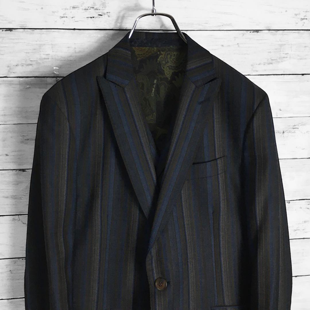 エトロ スリーピースピース ストライプセットアップスーツ ペイズリー 48サイズ