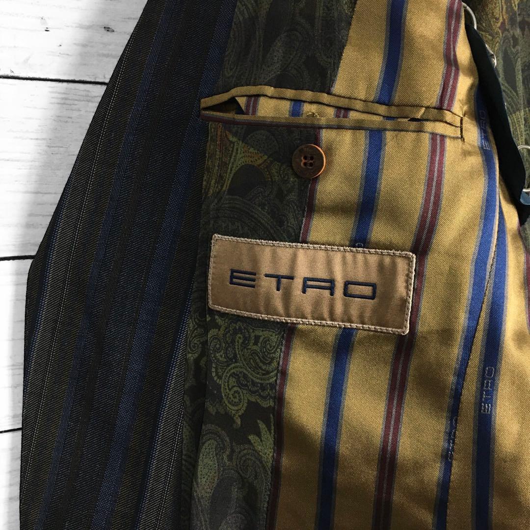 エトロ スリーピースピース ストライプセットアップスーツ ペイズリー 48サイズ