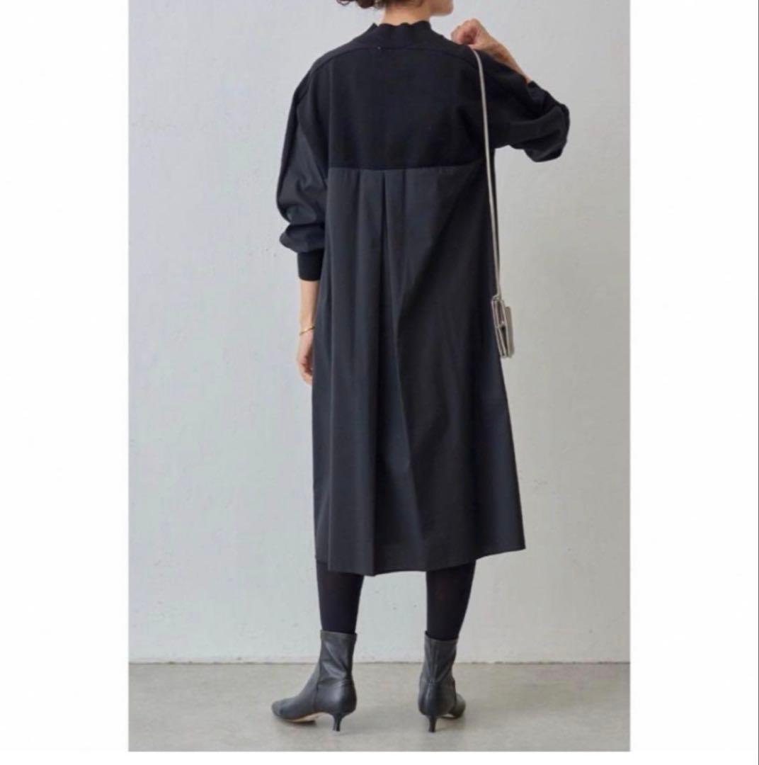 ビアズリー　モックネックニットコンビワンピース