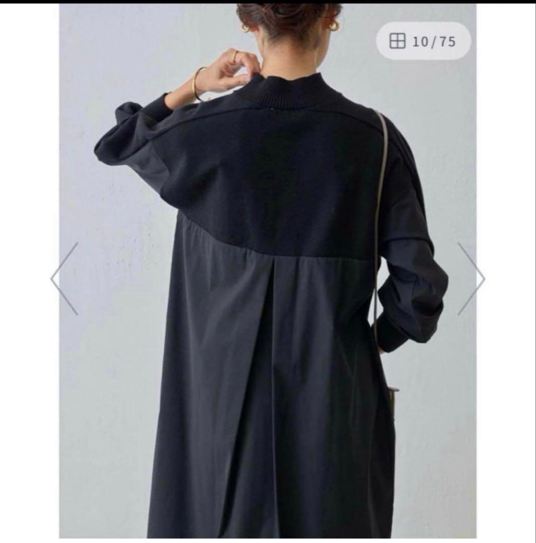 ビアズリー　モックネックニットコンビワンピース