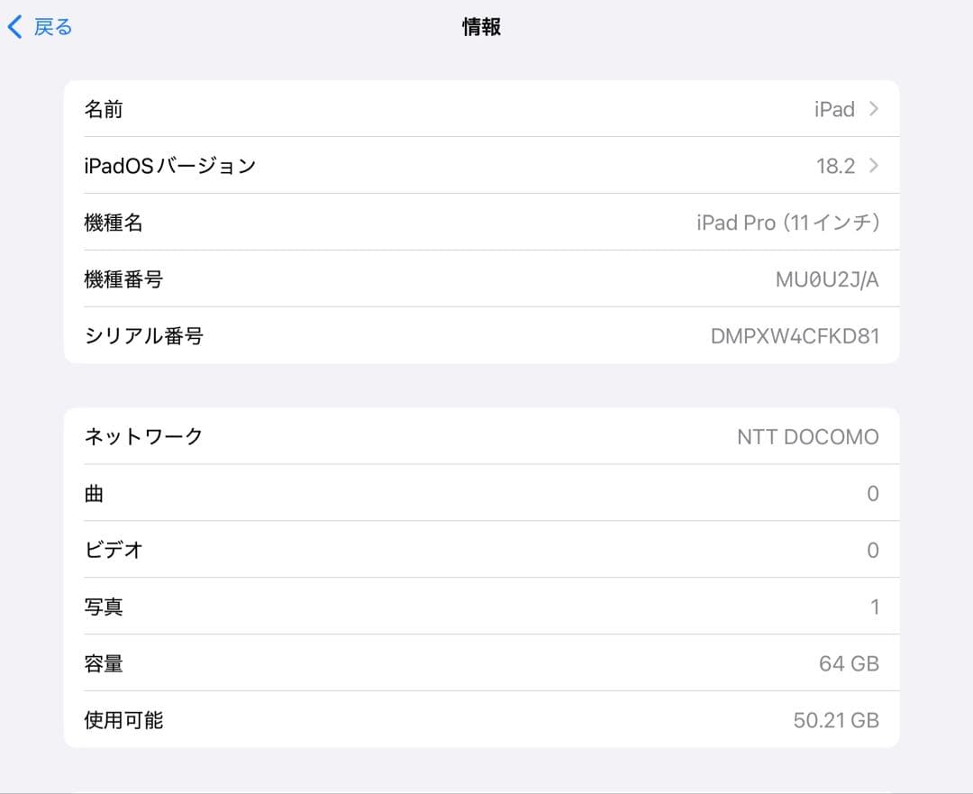 訳あり iPad Pro 11インチ 第1世代 Cellular 64GB