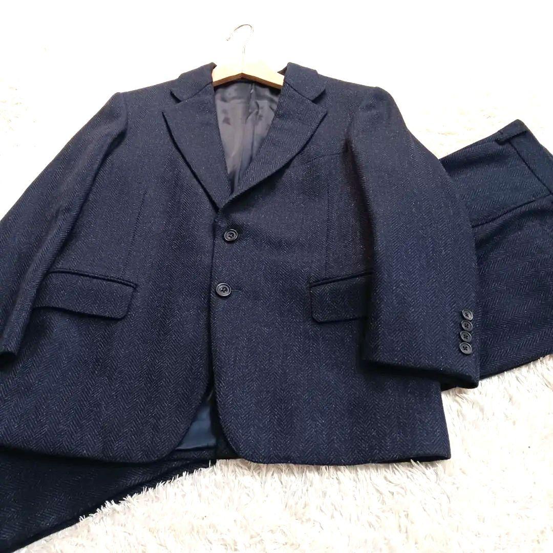 batak house cut 日本製 英国製ウール 厚手生地 ヘリンボーン 紺