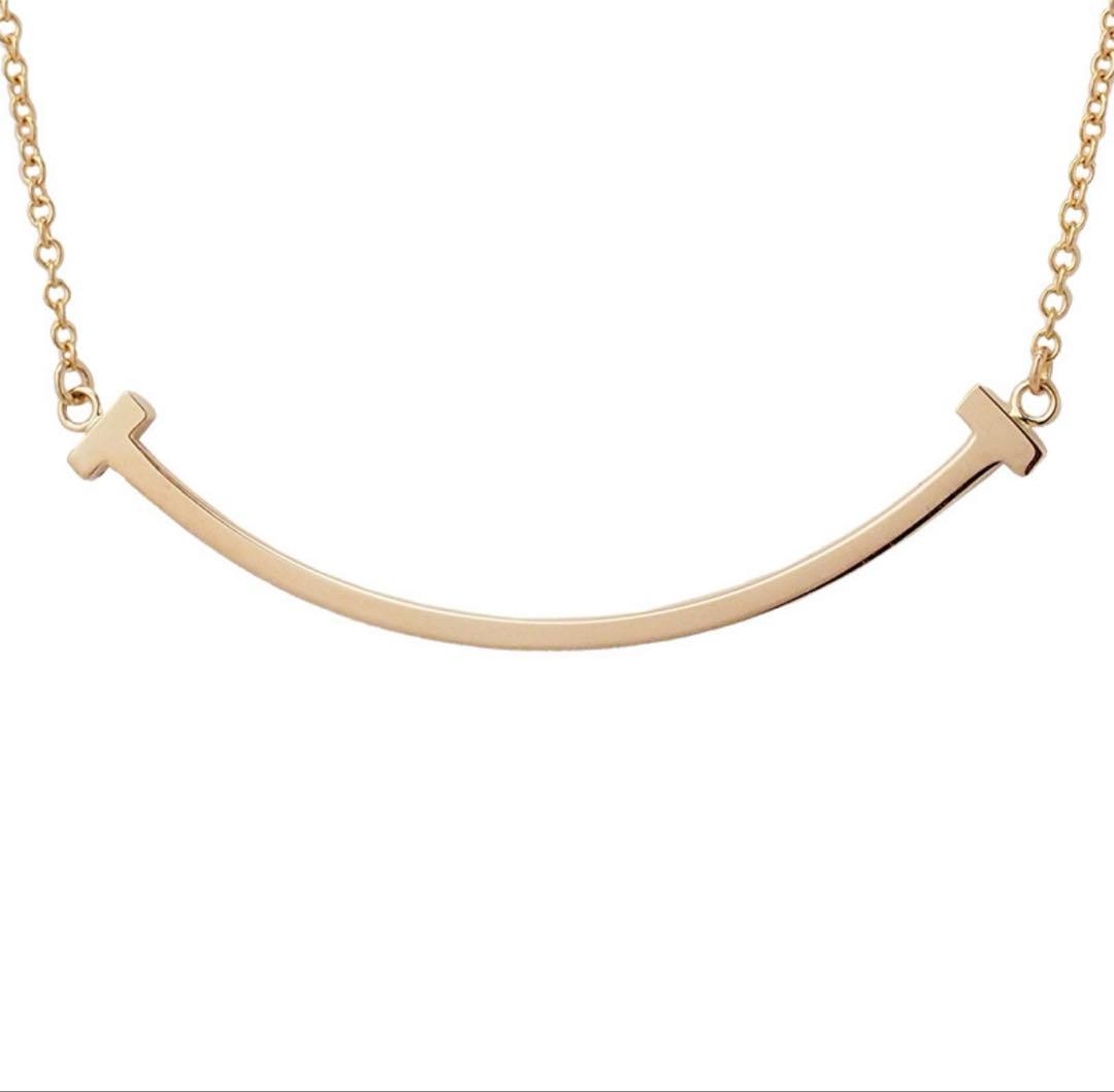 ティファニー Tスマイル スモール ネックレス K18PG ショップカードあり