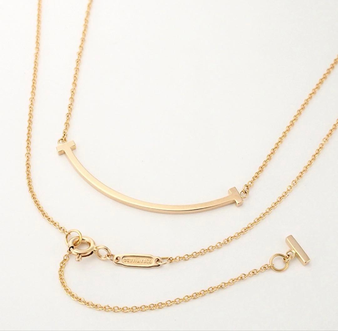 ティファニー Tスマイル スモール ネックレス K18PG ショップカードあり