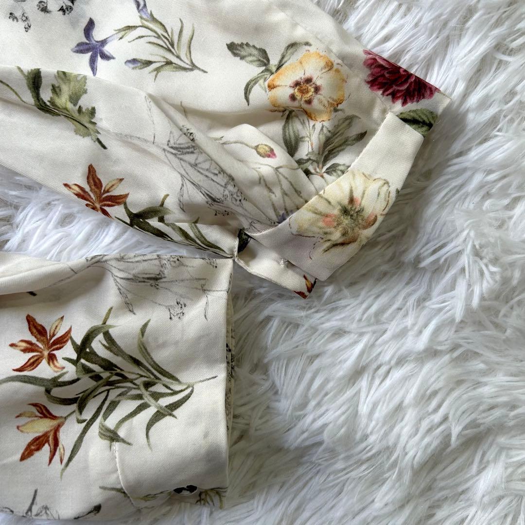 美品 トゥモローランド ボタニカルバードプリント ハイネック ギャザー ブラウス