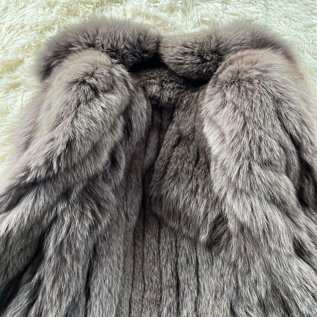 極美品 肌触り最高 フォックスファー グレー ファーコート 長袖 ラグジュアリー
