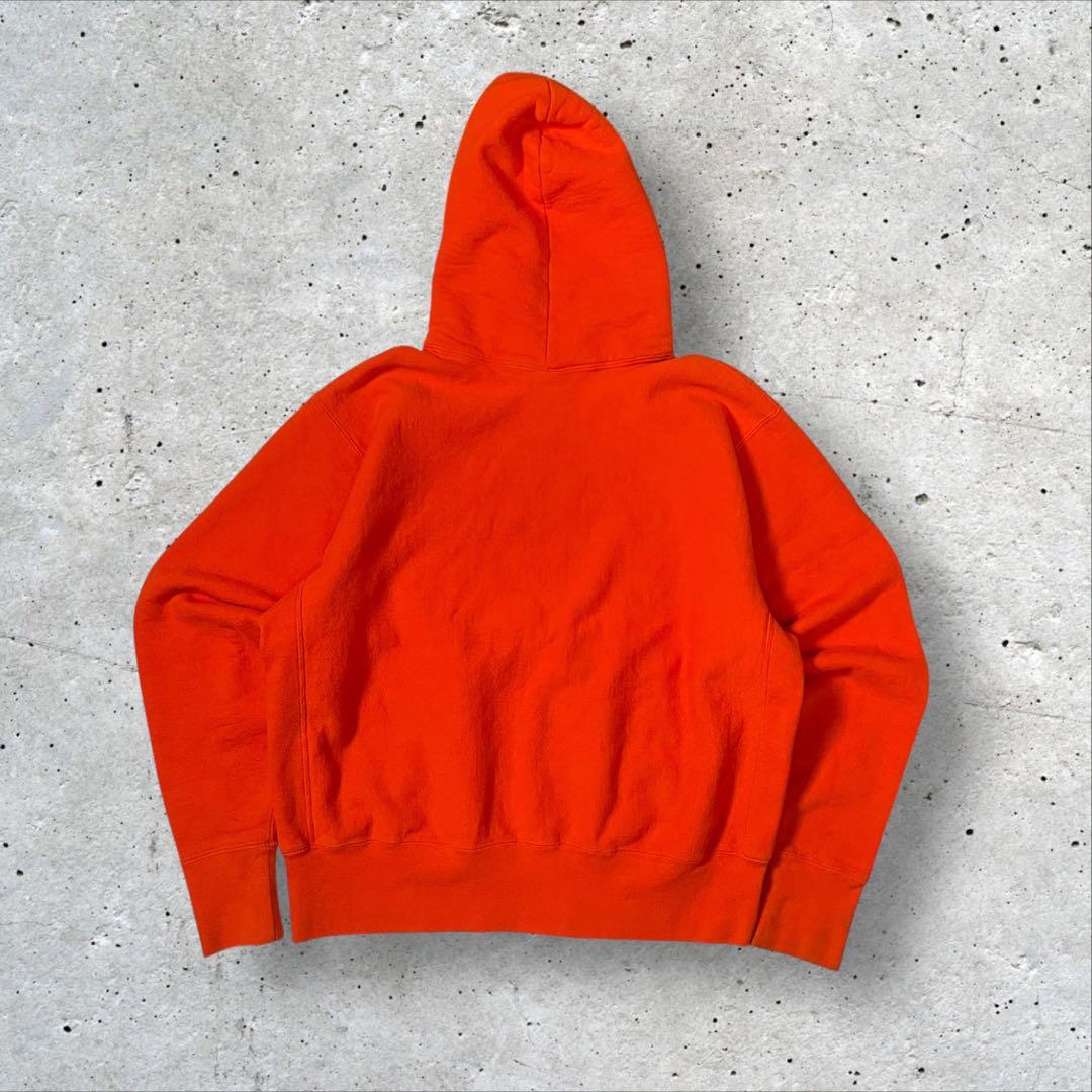 希少USA製CAMBER企業ロゴ入り肉厚プルオーバーフードスウェットXLオレンジ