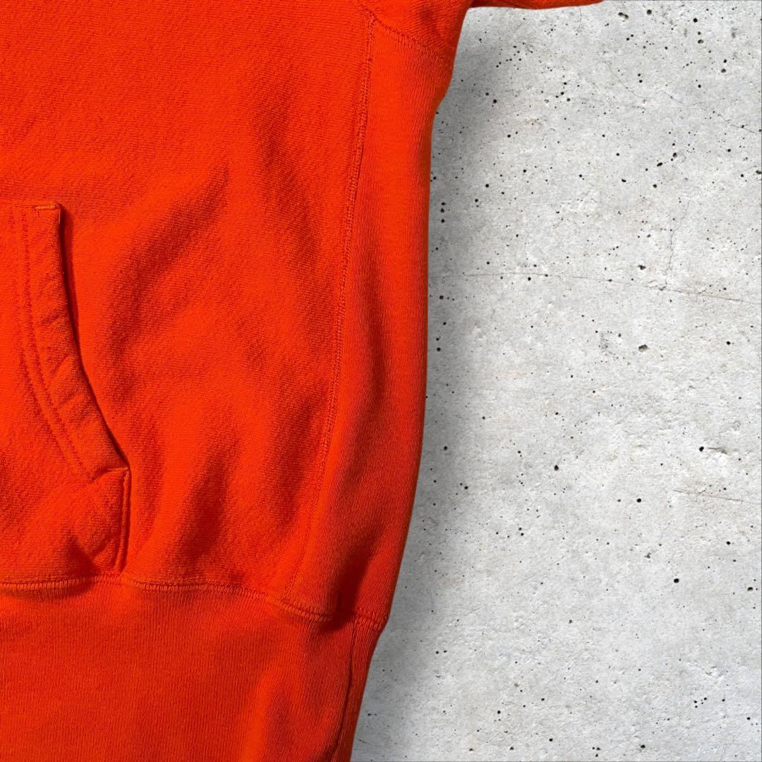 希少USA製CAMBER企業ロゴ入り肉厚プルオーバーフードスウェットXLオレンジ