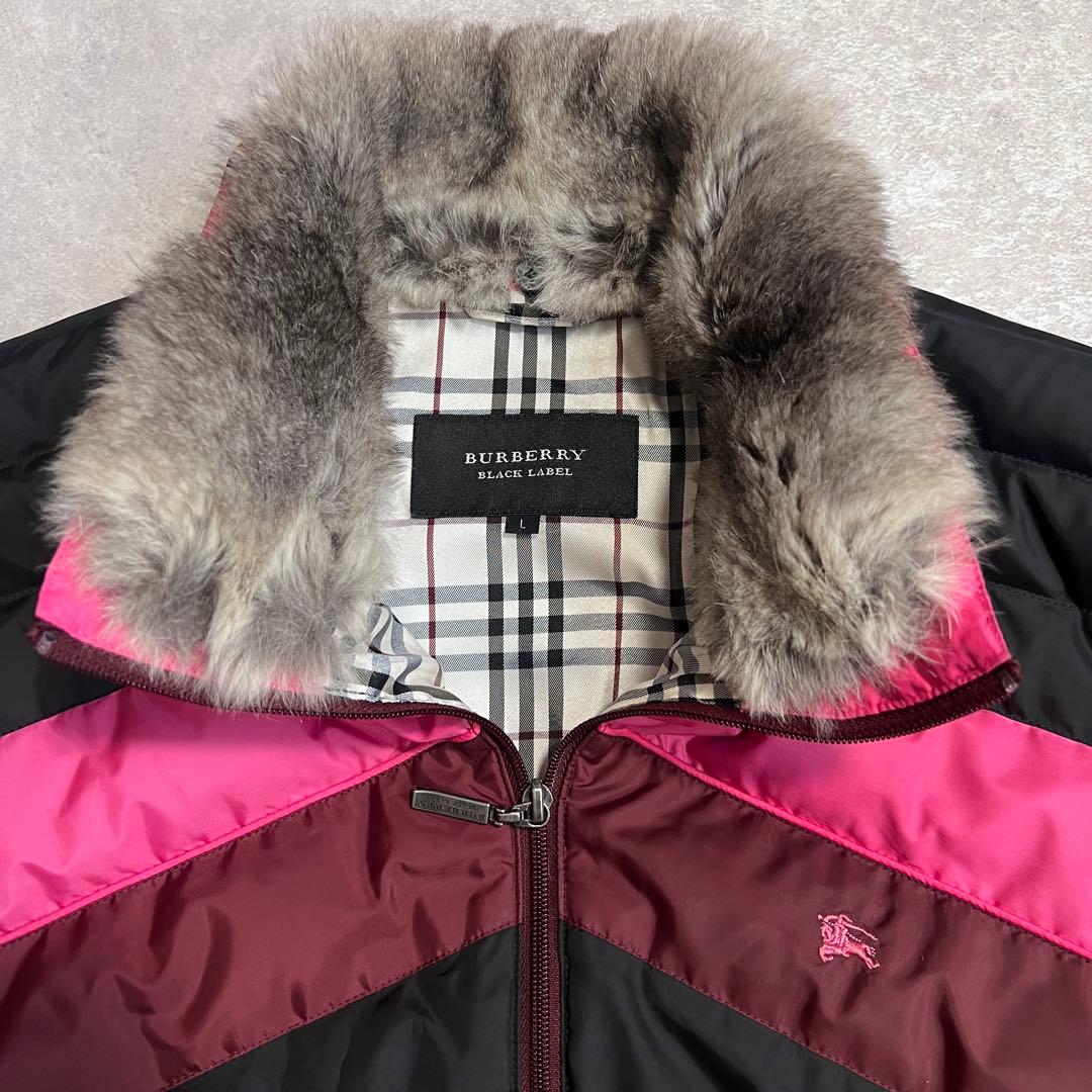 ア*】様 バーバリーブラックレーベル ダウンジャケット ノバチェック ラビットフ