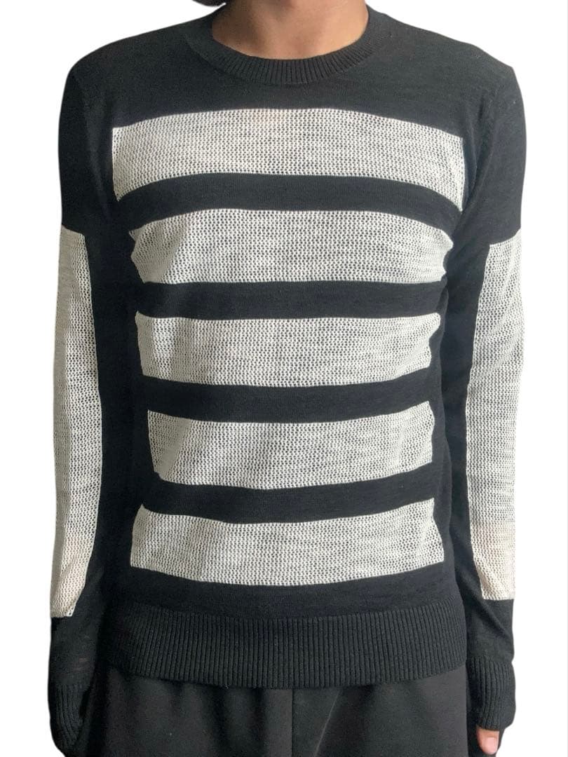 トップス \"armani exchange\"line design mesh knit