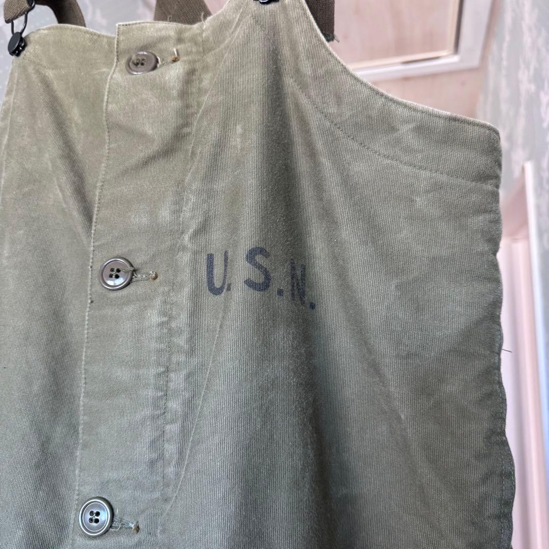 米軍実物50S U.S.NAVY N-1 デッキパンツ M オーバーオール