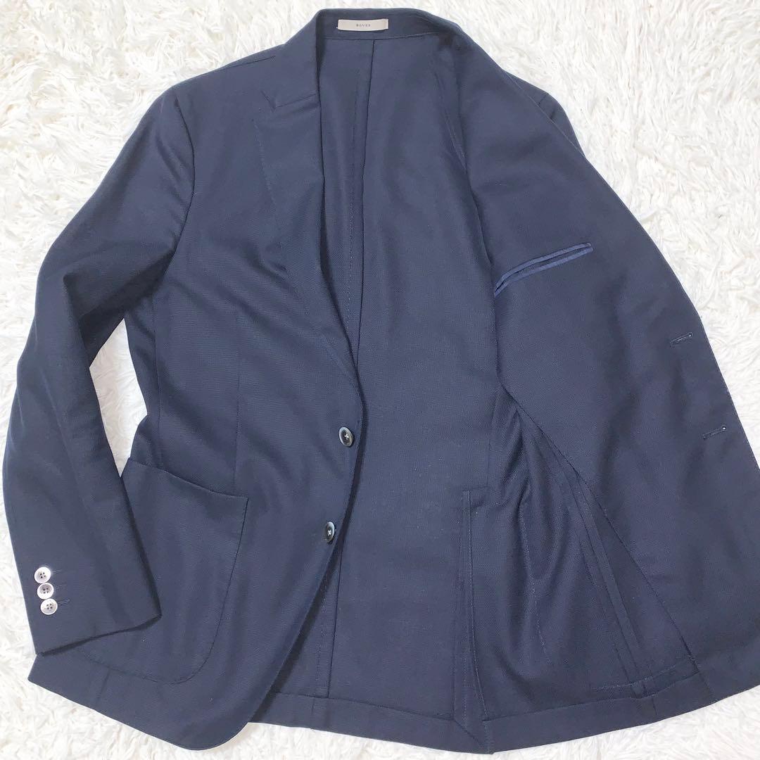 未使用級 ボリオリ DOVER アンコンジャケット ホップサック ネイビー M