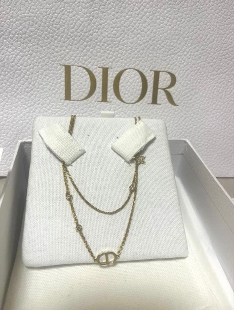 Dior ゴールドトーンダブルチェーンネックレス