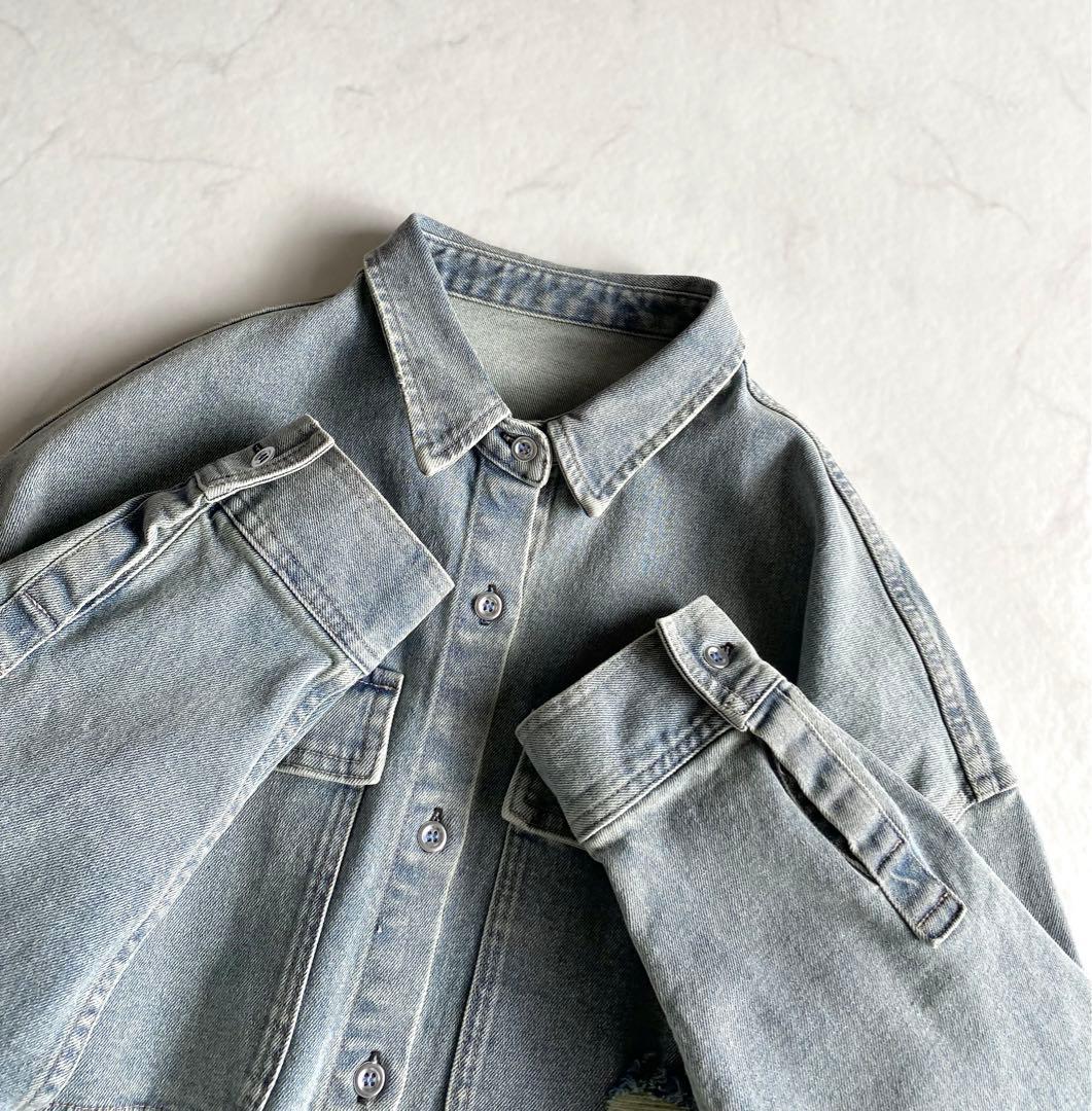 Loungedress オーバーサイズ ダメージ デニムシャツ デニムジャケット