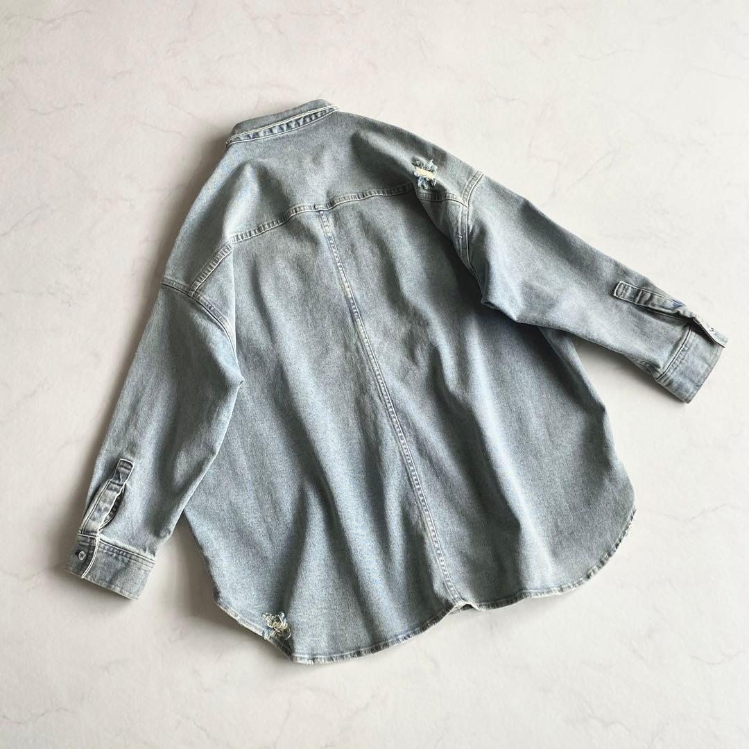 Loungedress オーバーサイズ ダメージ デニムシャツ デニムジャケット