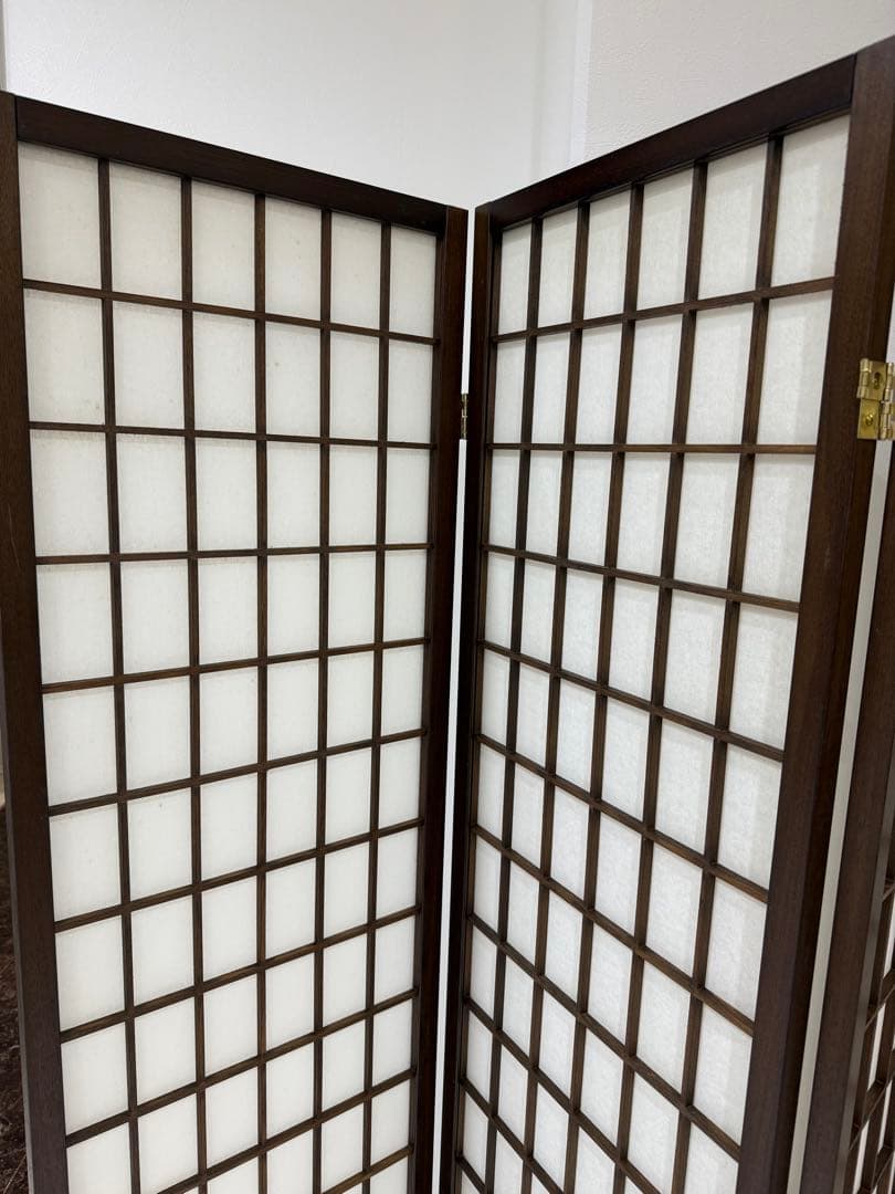 【美品】昭和レトロ 和モダン 木製 4連格子 障子パーテーション 間仕切り 衝立